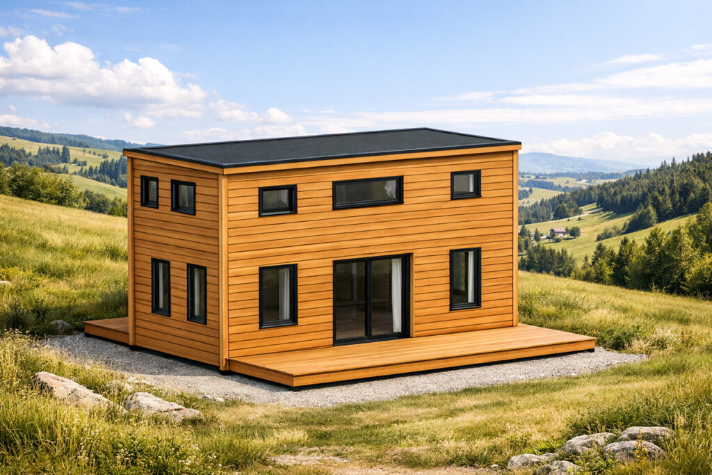 Mittleres zweistöckiges Casita Haus mit Holzfassade